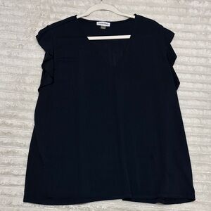 Calvin Klein Women's Navy Ruffle Sleeve Blouse